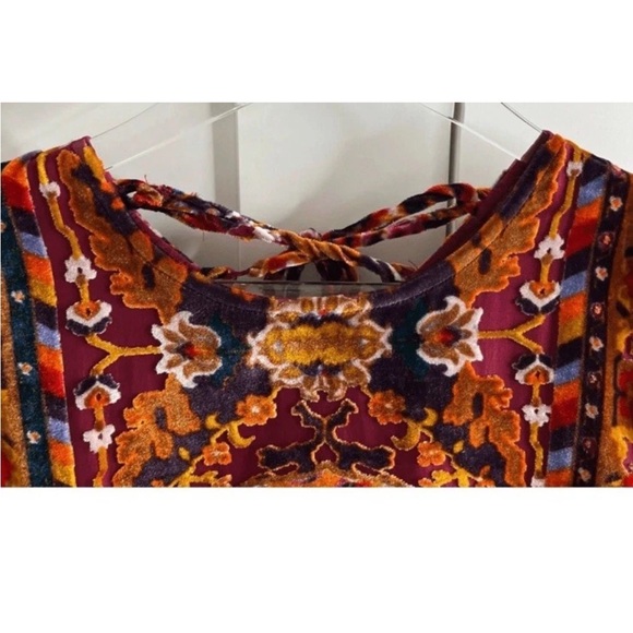 Anthropologie Velvet Shift Mini Dress Floral Burnout Velvet Lace Back size US 4 - Picture 3 of 10